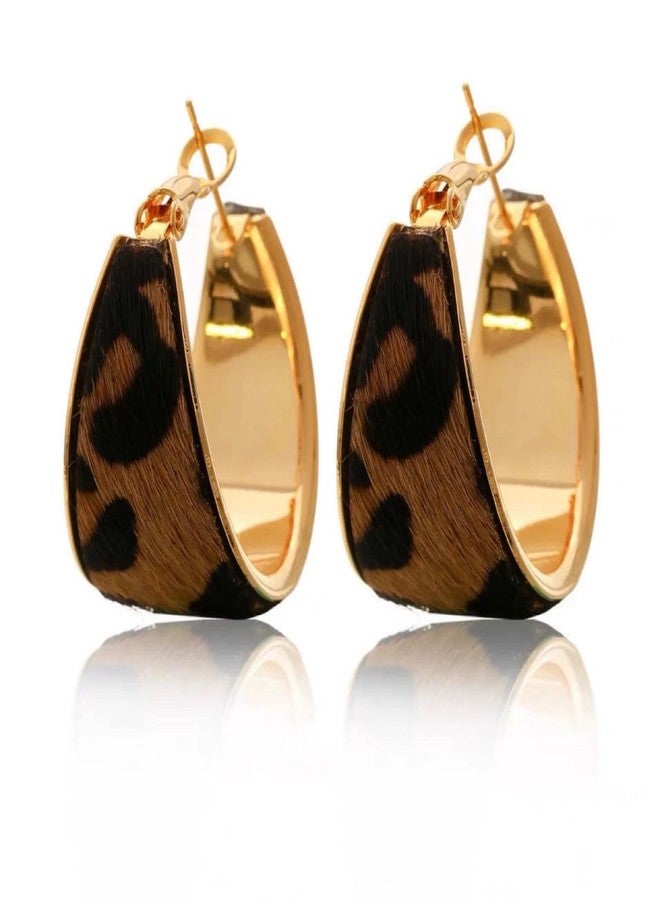 eartif Leopard Earrings Large Hoop Leopard Print Earring for Women Vintage Chunky Gold Cheetah Earrings Animal Print Earring Stud Fashion Jewelry Gift (Leopard) - Image 1
